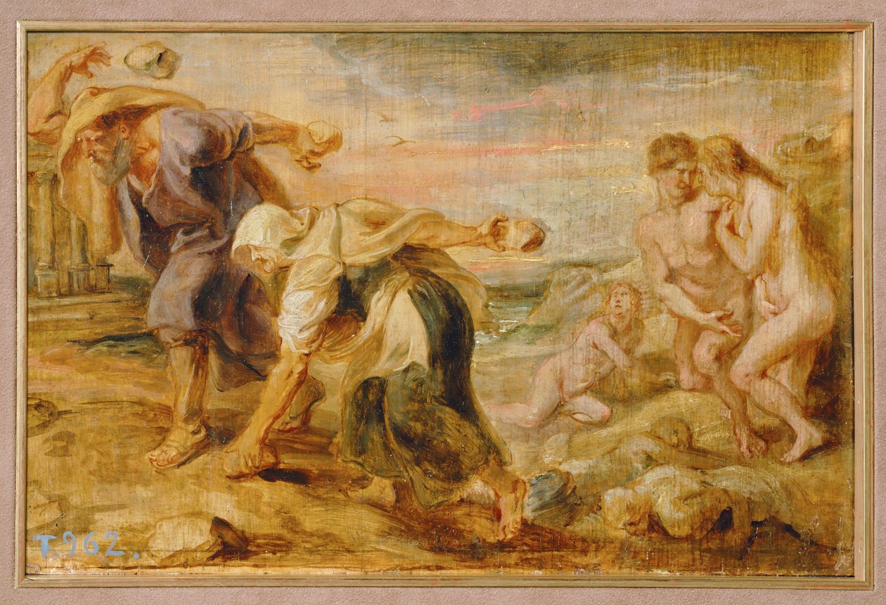 Deukalion und Pyrrha, Schöpfer der Menschheit nach der ersten Flut von Peter Paul Rubens