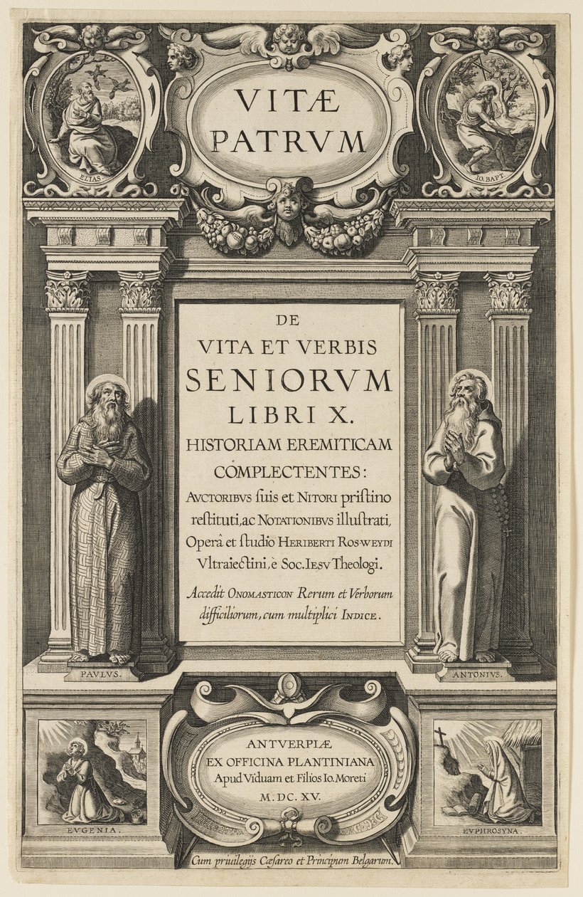 Frontispiz für "Lives of the Fathers" von Heribert Rosweyde, graviert von Theodor Galle von Peter Paul Rubens