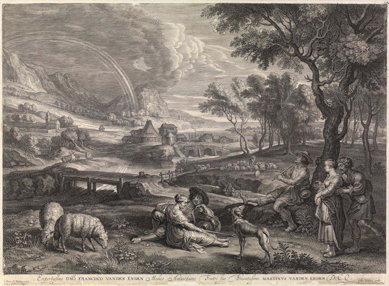 Landschaft mit Regenbogen und einem Hirten von Peter Paul Rubens