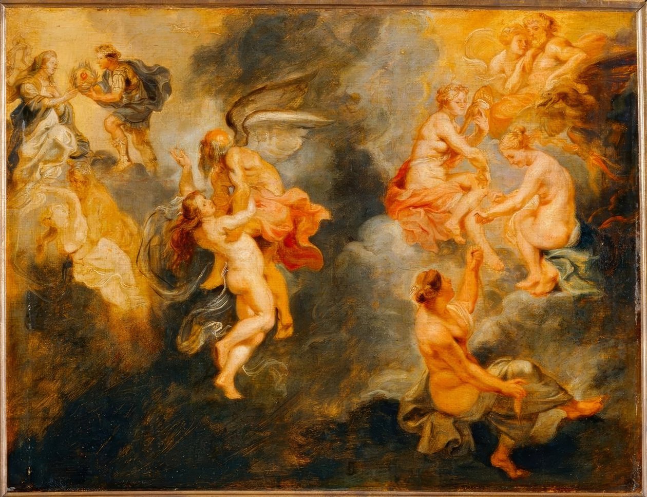 Die drei Parzen spinnen das Schicksal von Marie de Médicis von Peter Paul Rubens