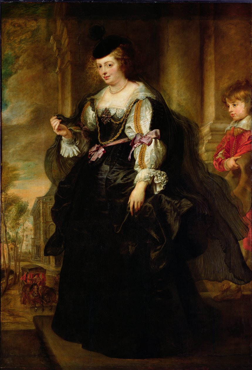 Porträt von Helene Fourment mit einer Kutsche, um 1639 von Peter Paul Rubens