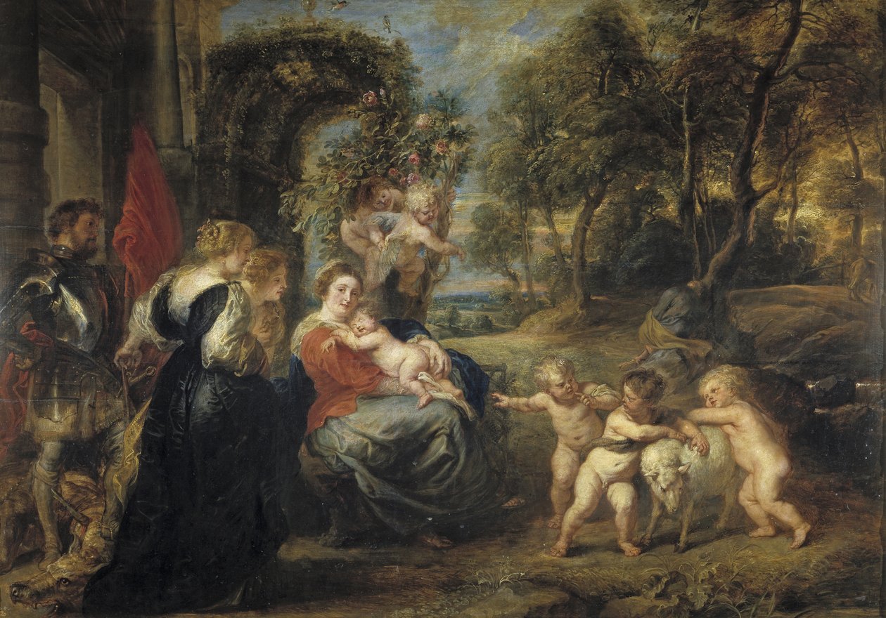 Ruhe auf der Flucht nach Ägypten mit Heiligen von Peter Paul Rubens