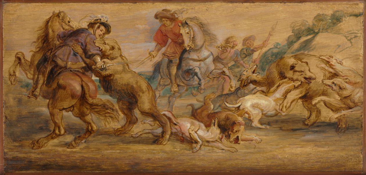 Studie für Die Bärenjagd für den Alcázar, Madrid, ca. 1639 von Peter Paul Rubens