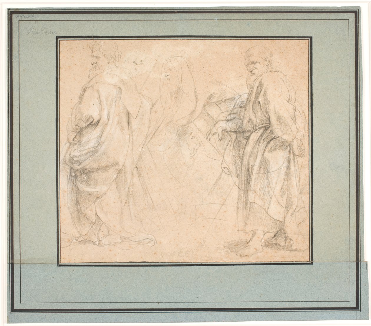 Zwei Studien für St. Andreas und eine Studie für einen antiken Priester (Melchisedek?) von Peter Paul Rubens