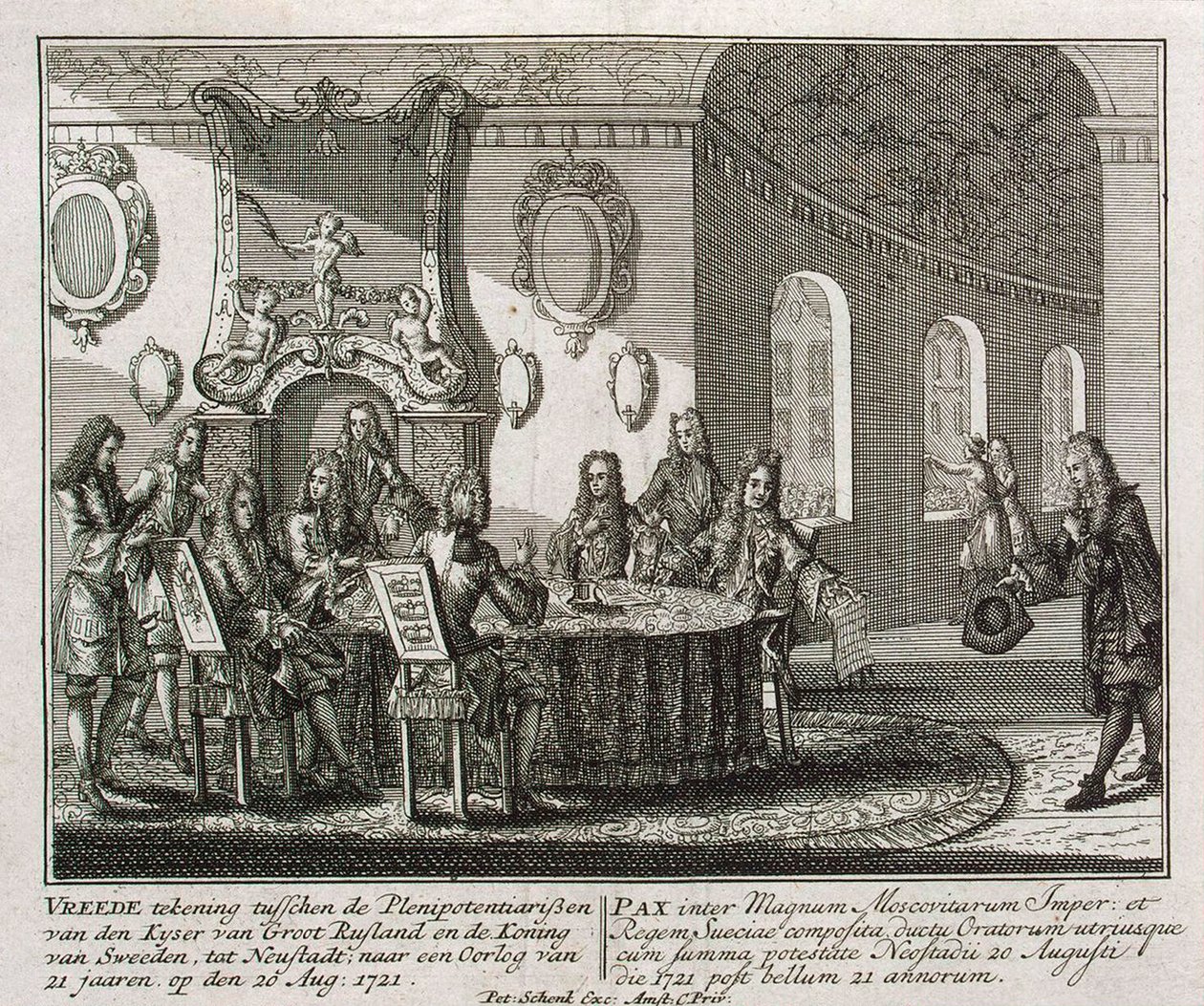 Abschluss des Friedensvertrags von Nystad am 20. August 1721 von Peter Schenk the Younger