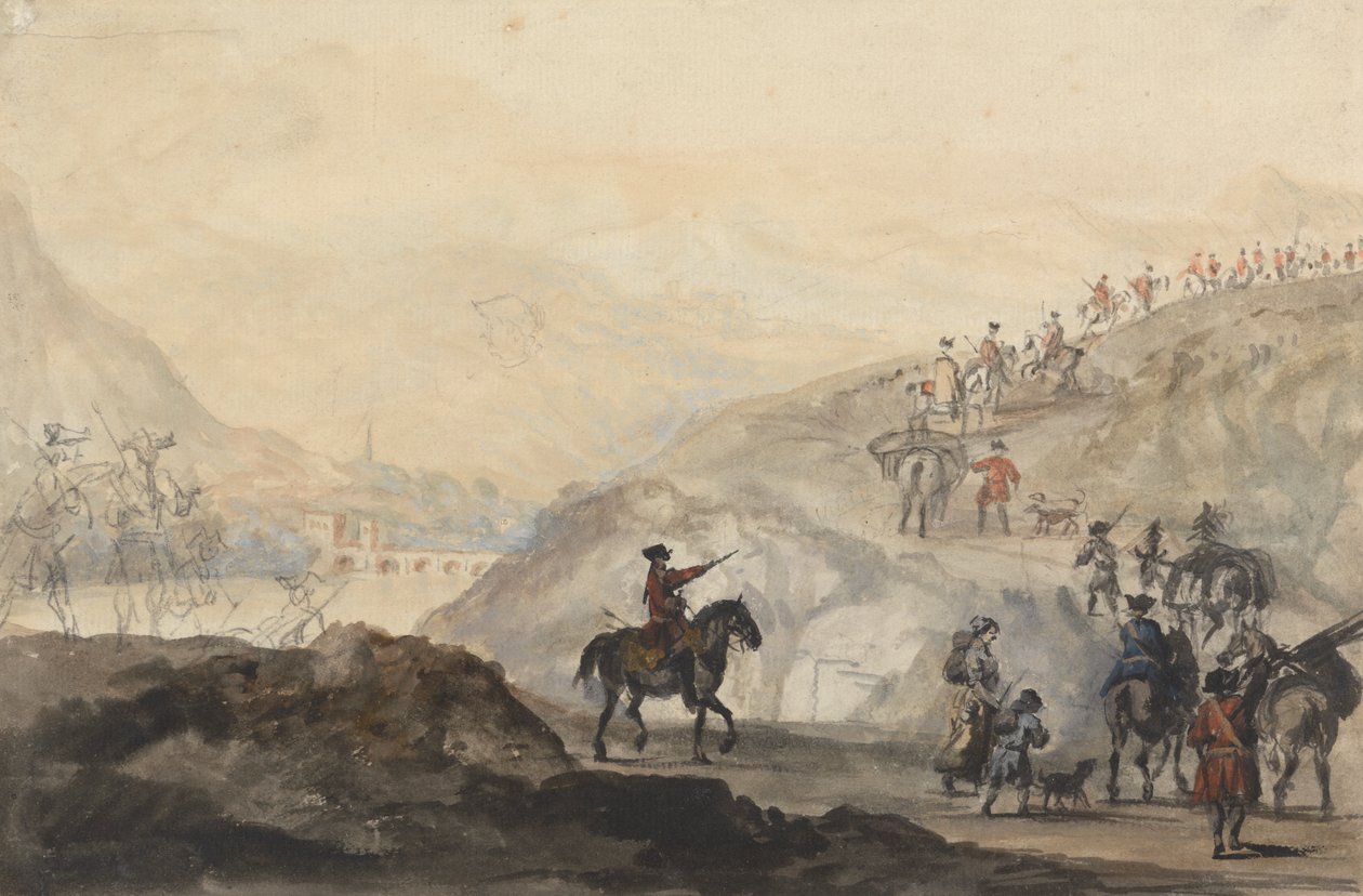 Kavallerietruppen und Lageranhänger in Bewegung von Peter Tillemans