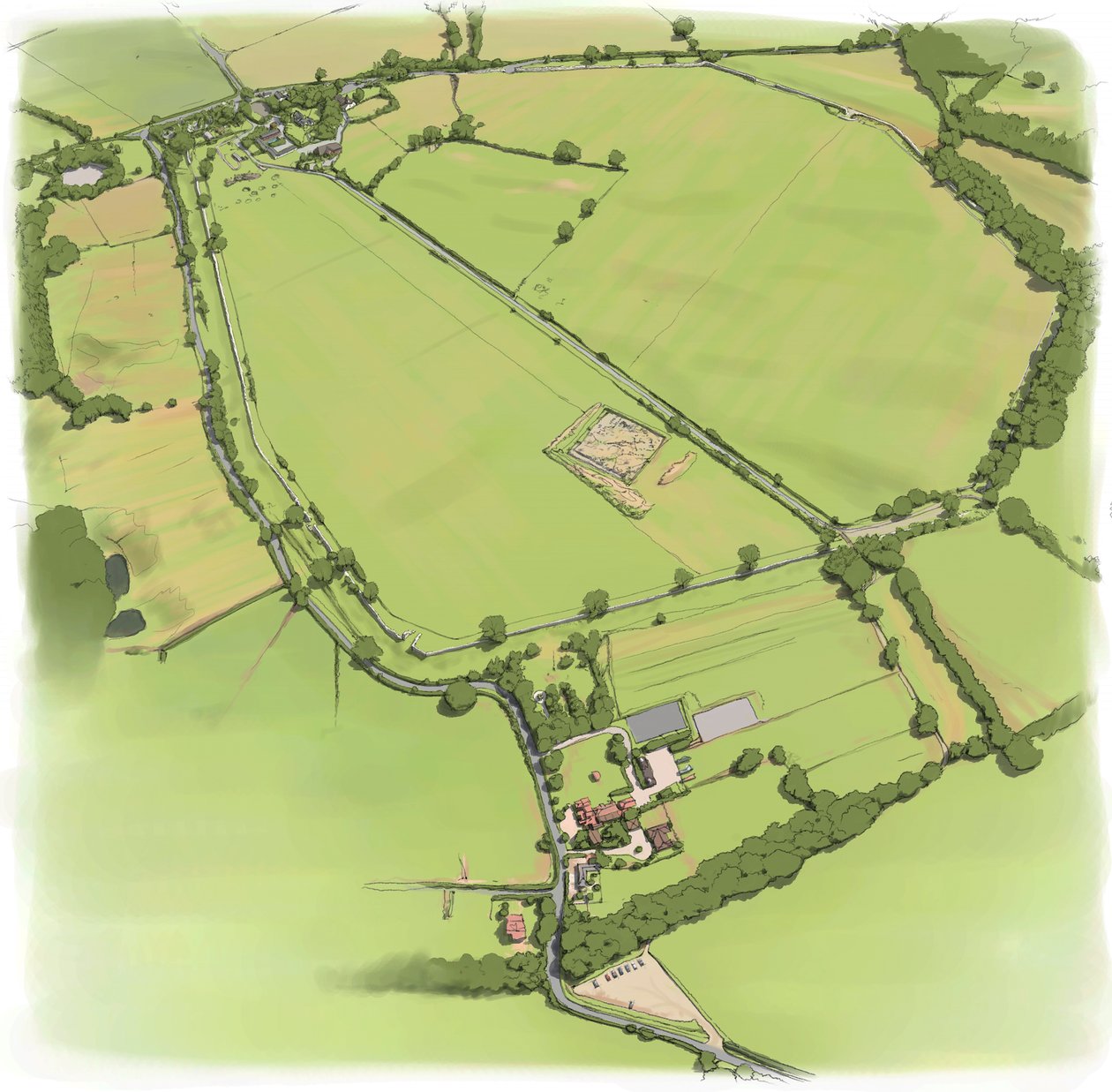 Luftaufnahme der römischen Stadtmauern von Silchester aus Nordwesten von Peter Urmston