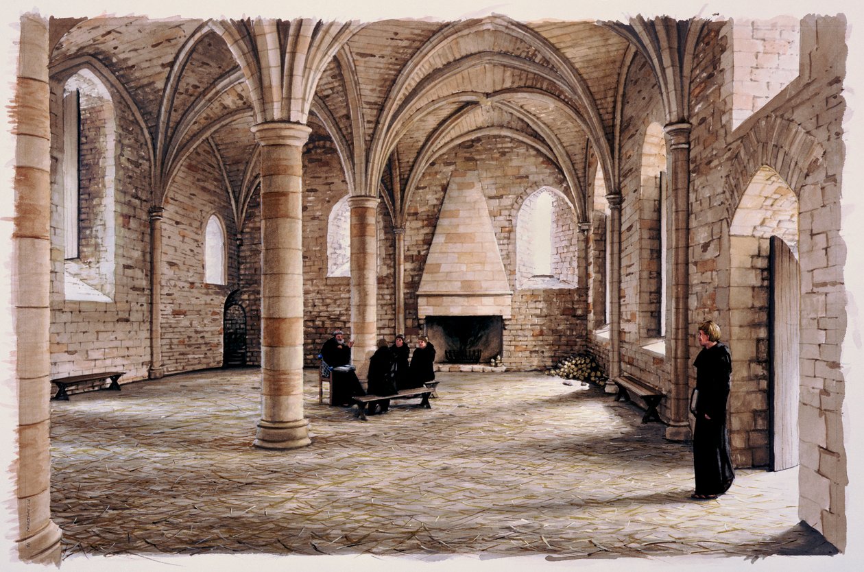 Novizenraum, Battle Abbey, East Sussex, im 12. Jahrhundert ca. 1980-2008 von Peter Urmston