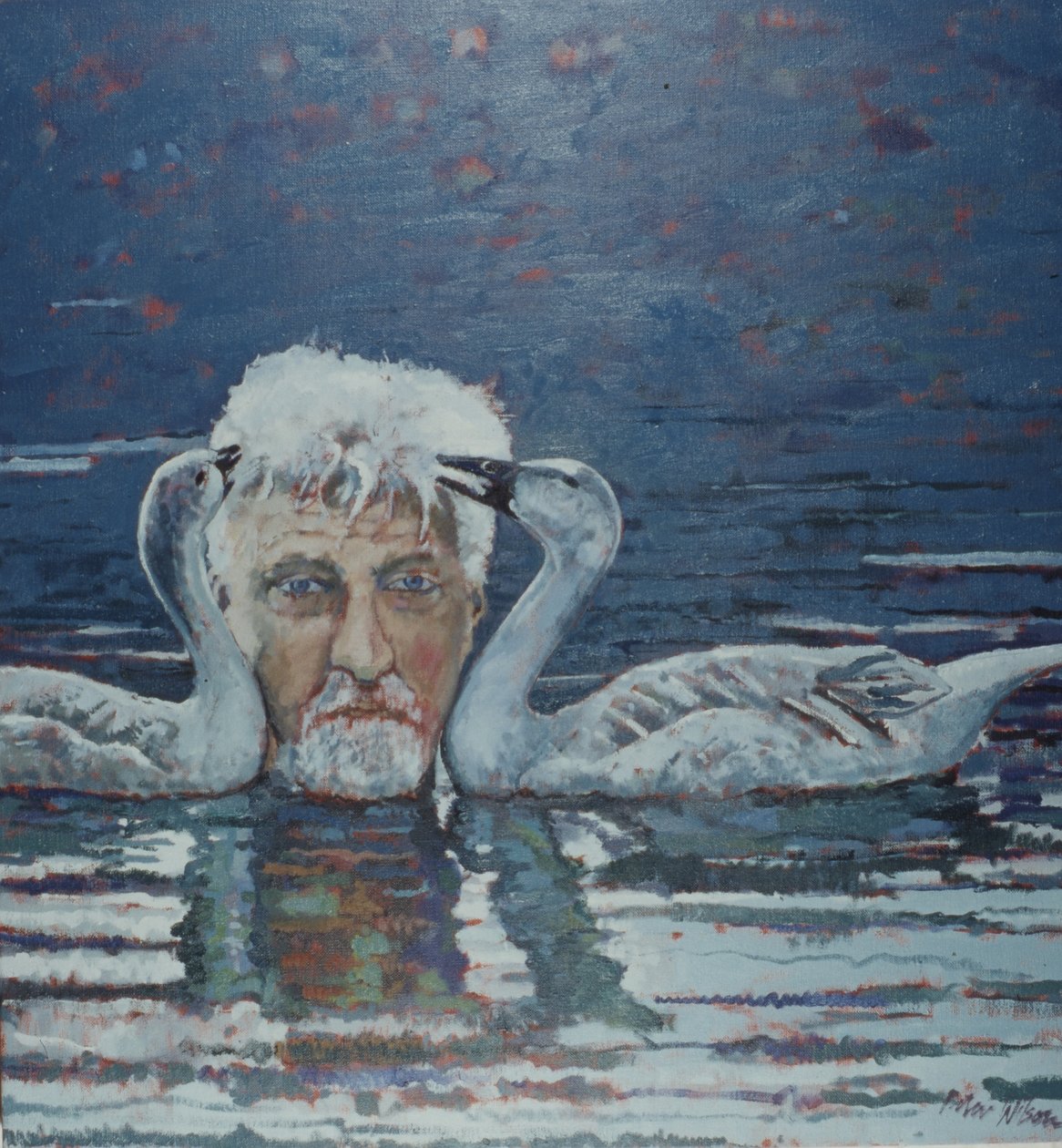 Konrad Lorenz mit Gänseküken, 2000 von Peter Wilson