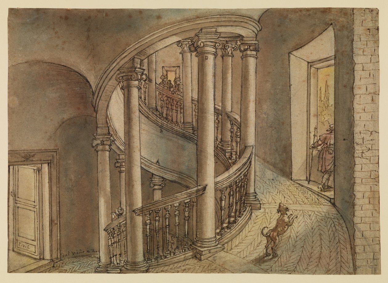 Belvedere-Treppe, von Bramantes Scala di Chiocciola, im Cortile di San Damaso, Vatikan von Peter van Lint