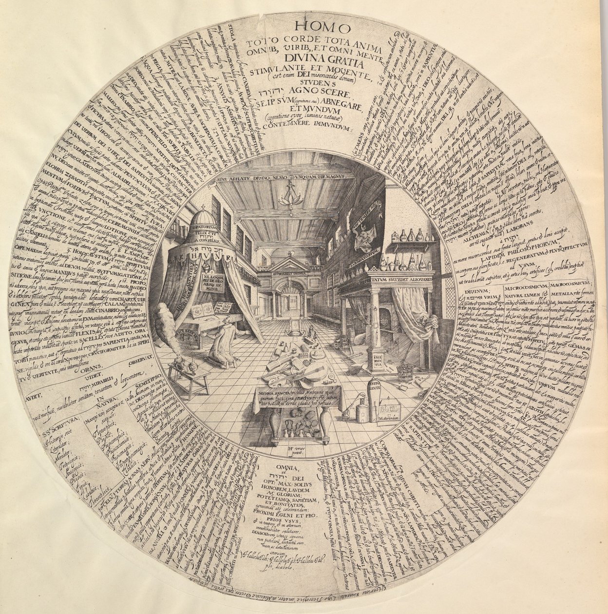 Das Labor des Alchemisten aus Heinrich Khunrath, Amphiteatrum sapientiae aeternae von Peter van der Doort