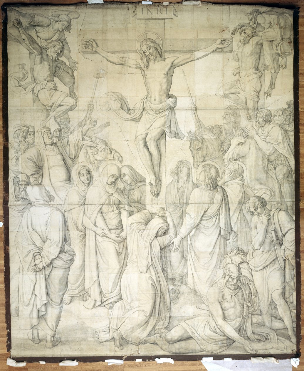 Christus am Kreuz. Karton zu den Fresken der Ludwigskirche in München von Peter von Cornelius