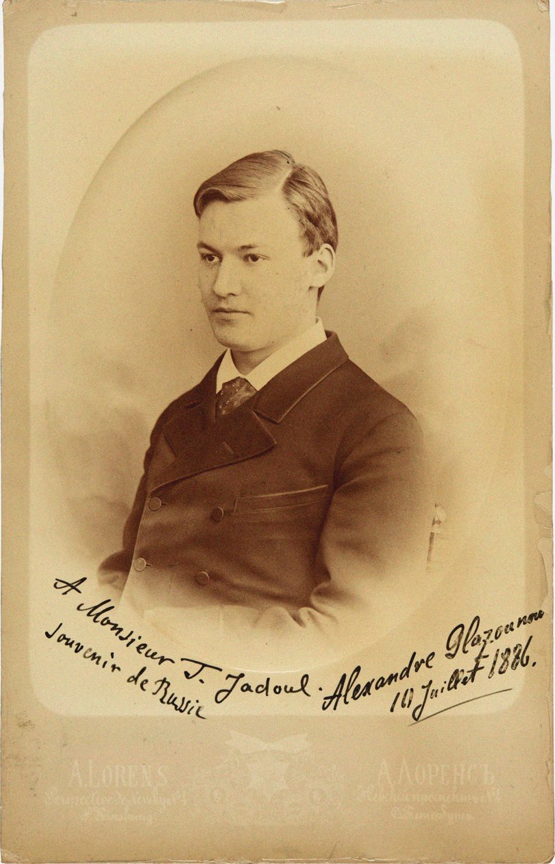 Porträt des Komponisten Alexander Glasunow, 1886 von Petersburg . Photo studio Alfred Lorens