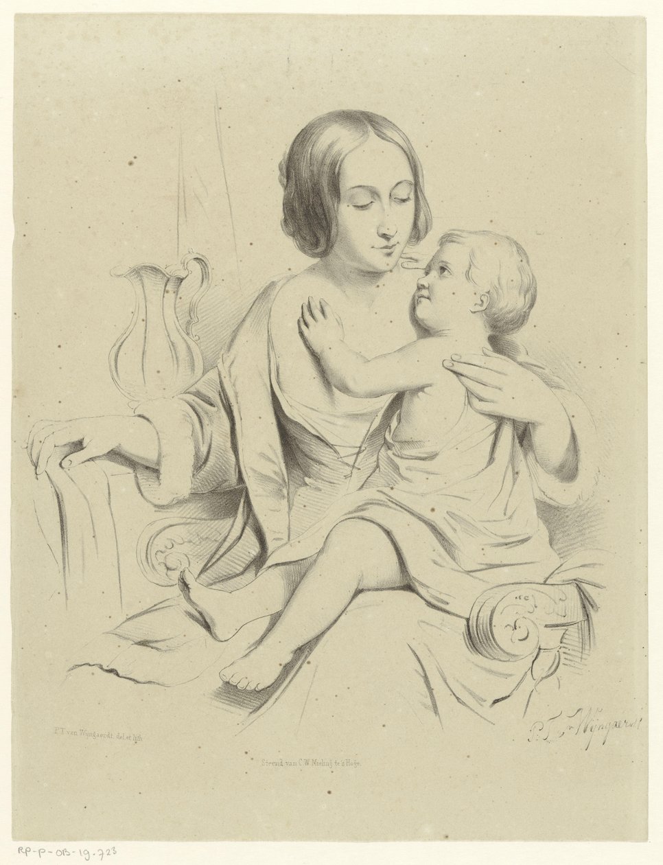 Mutter mit Kind auf dem Schoß von Petrus Theodorus van Wijngaerdt