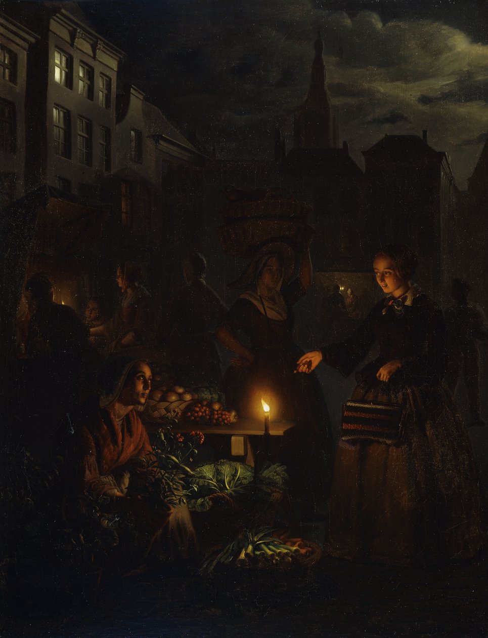 Marktszene bei Nacht von Petrus van Schendel