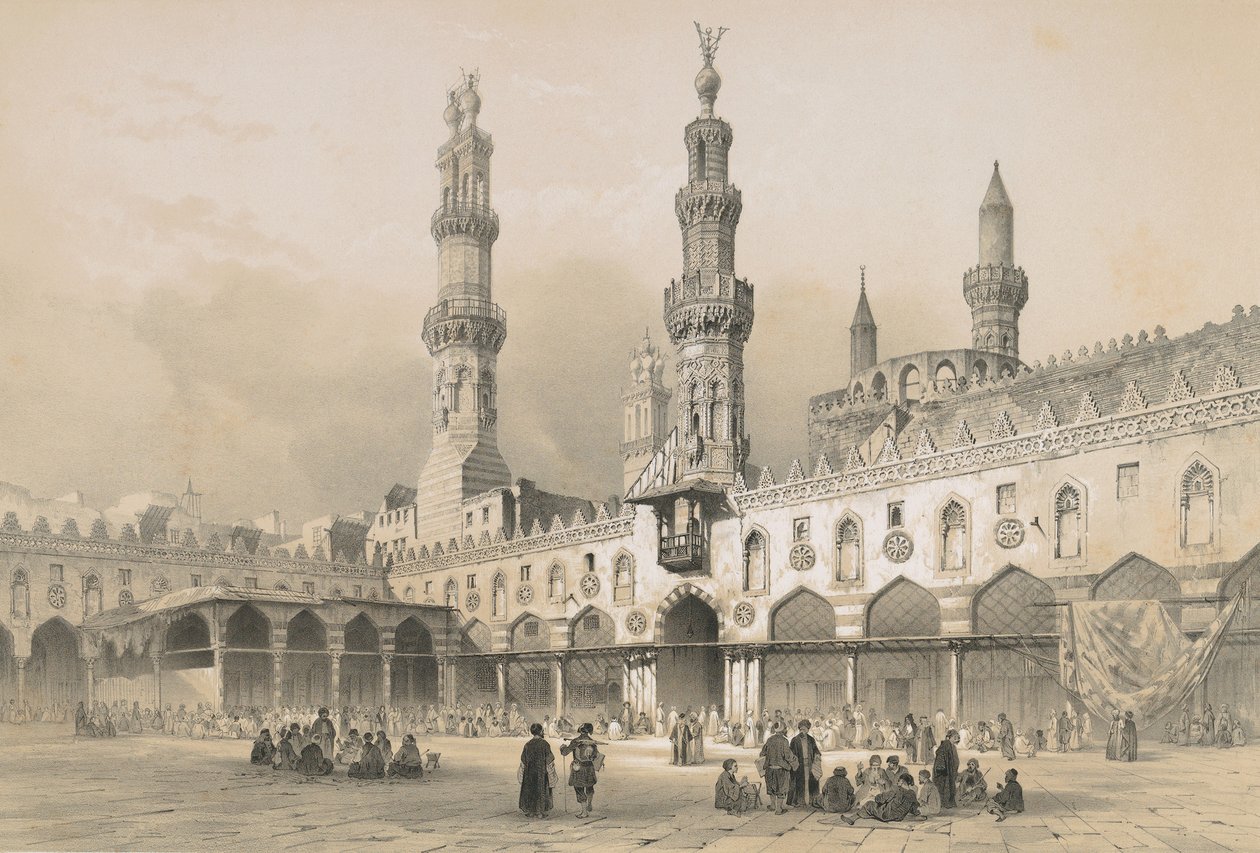 Hof der Al-Azhar-Moschee von Philibert Joseph Girault de Prangey