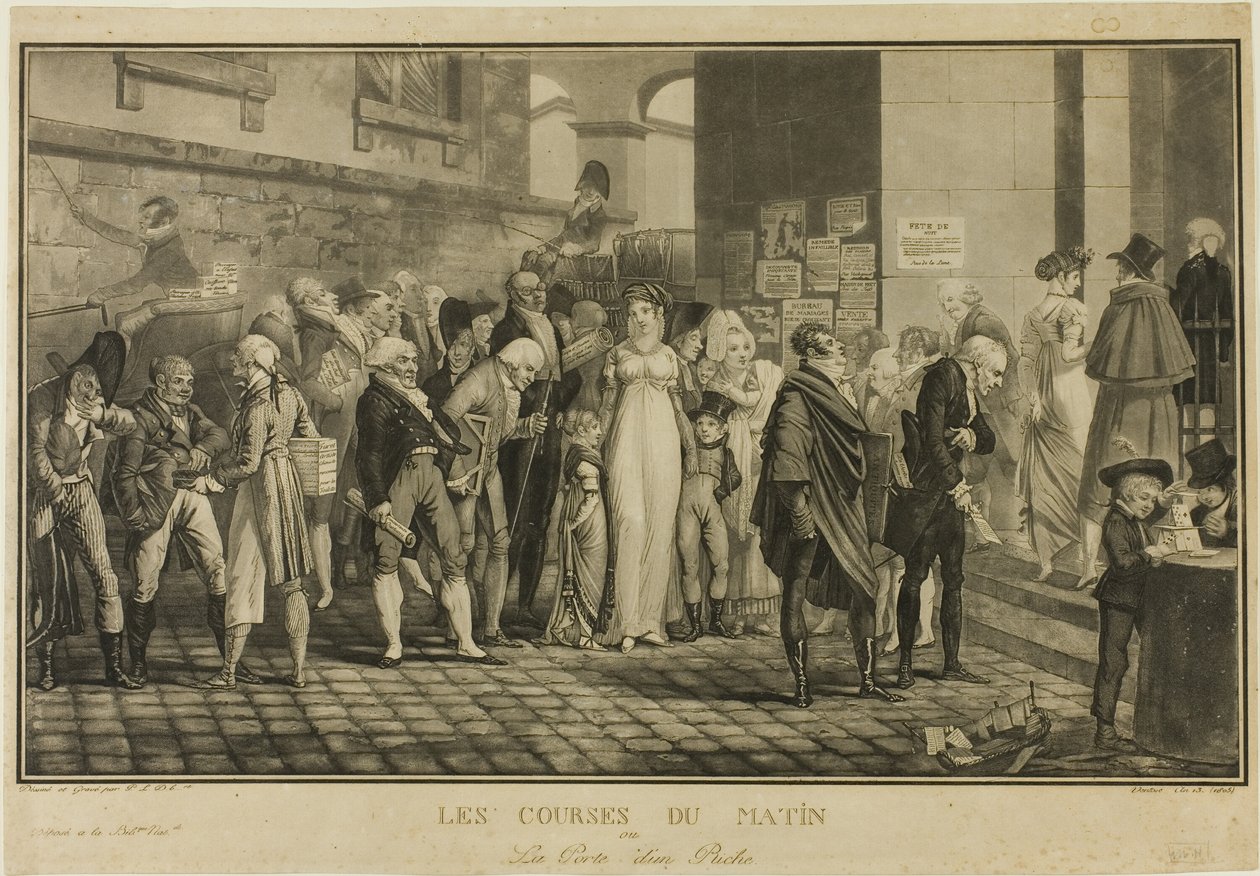An der Tür eines wohlhabenden Hauses von Philibert Louis Debucourt