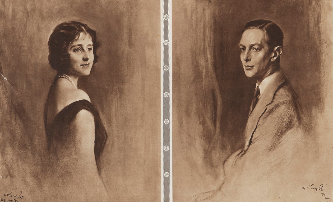 König George VI und Königin Elizabeth von Philip Alexius de (after) Laszlo