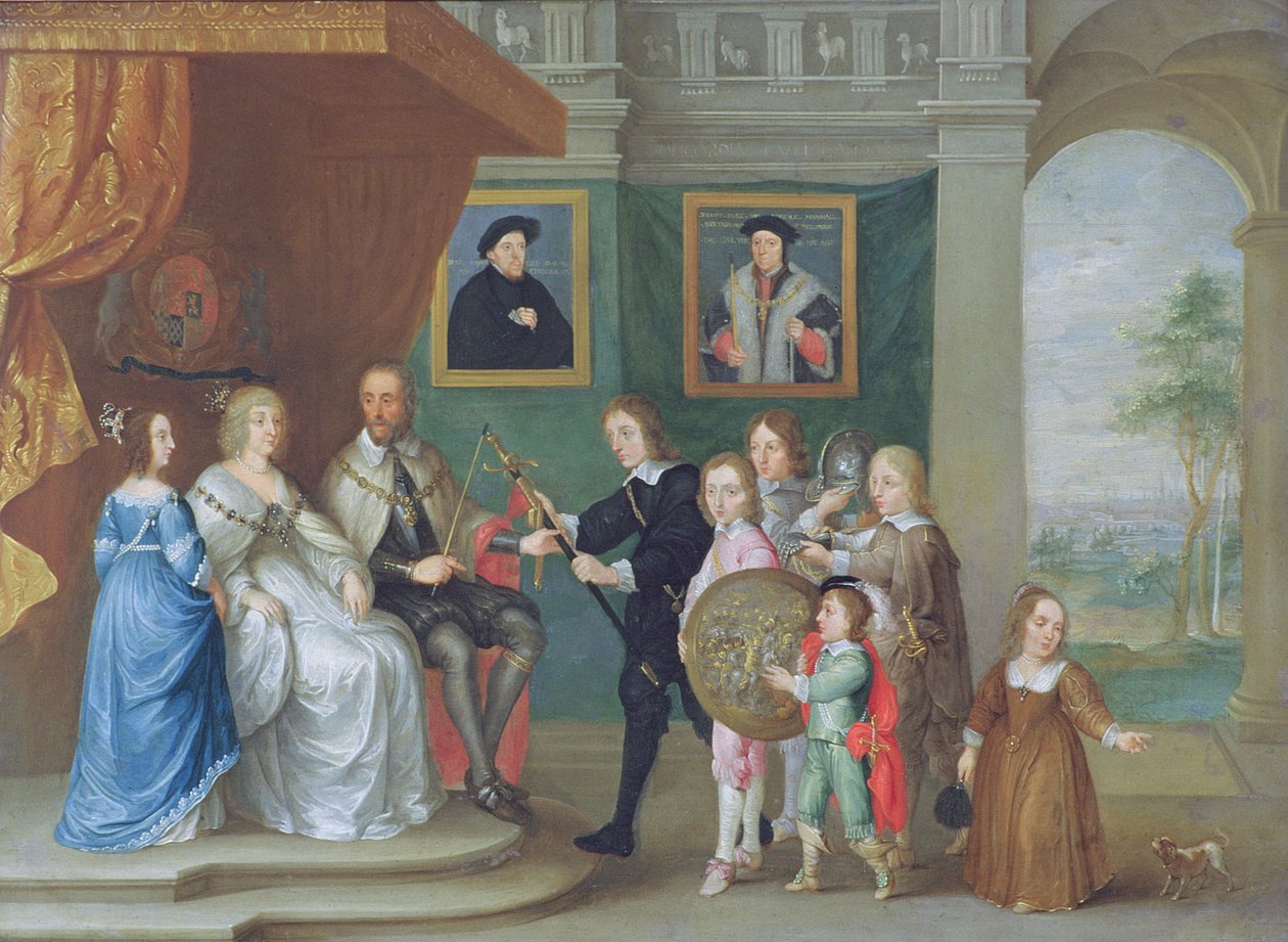 Thomas Howard, 14. Earl of Arundel wird von seinen Kindern mit Waffen beschenkt, um seine Ernennung zum Anführer der Armee gegen Schottland im Jahr 1639 zu feiern von Philip Fruytiers