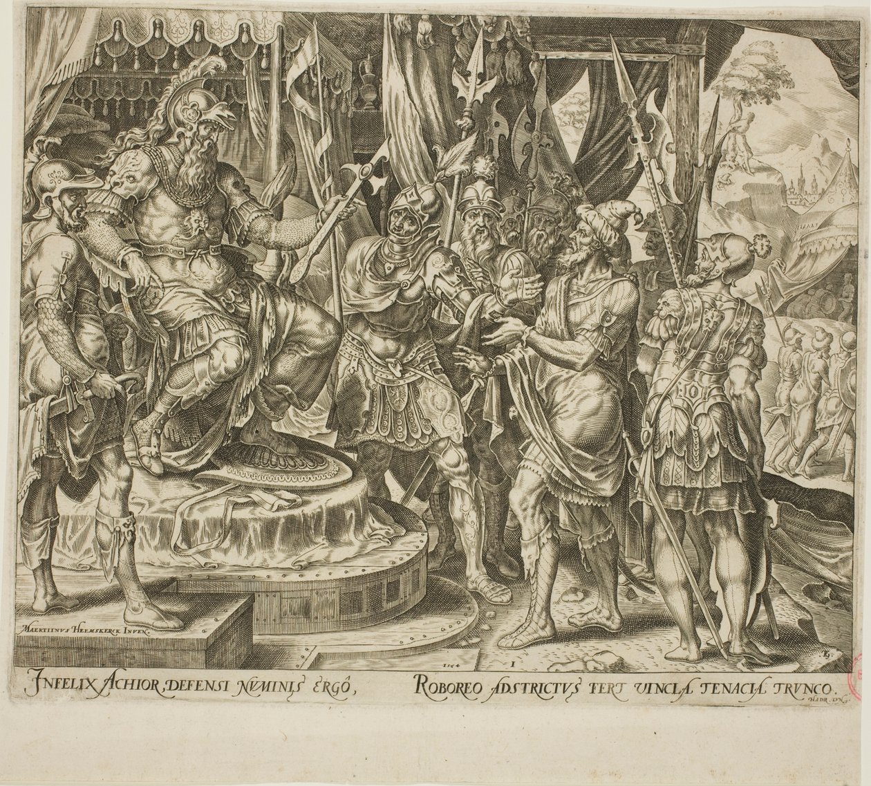 Achior bittet Holofernes für die Israeliten, Platte eins aus Die Geschichte von Judith und Holofernes von Philip Galle