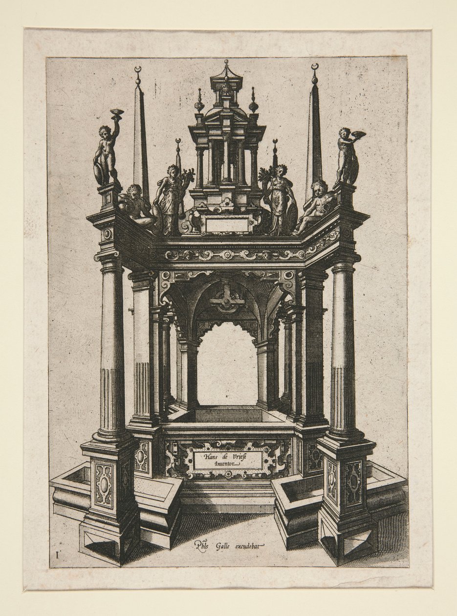 Entwurf für architektonische Brunnenumzäunung von Philip Galle