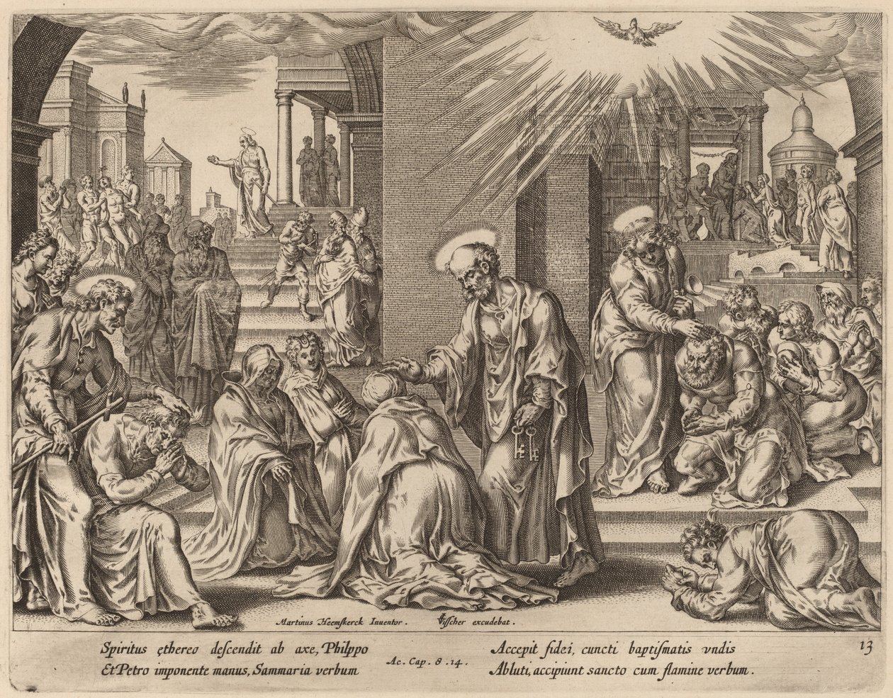 Das Volk von Samaria empfängt das Wort Gottes von Philip Galle after Maerten van Heemskerck