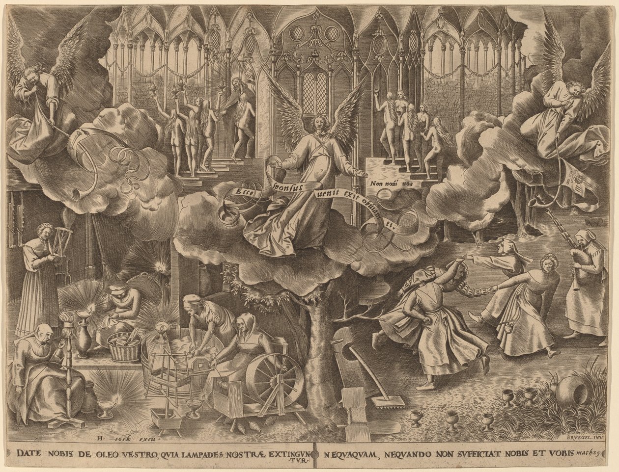 Das Gleichnis von den klugen und törichten Jungfrauen von Philip Galle after Pieter Bruegel the Elder