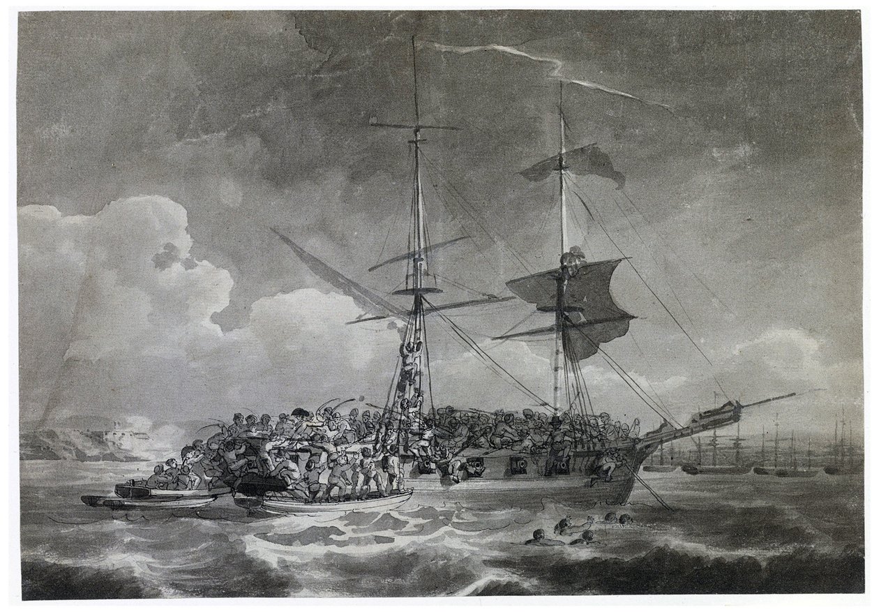 Porträt eines französischen Brigg (Brick), La Chevrette (unsicher). In Tinte getaucht von Philippe Jacques de Loutherbourg (1740-1812) von Philip James de (1740 1812) Loutherbourg