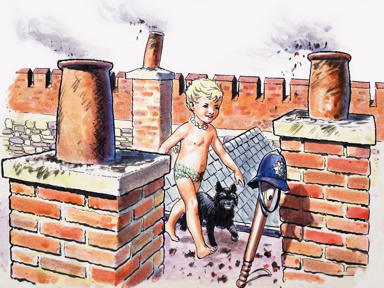 Baby auf dem Dach, Illustration aus 