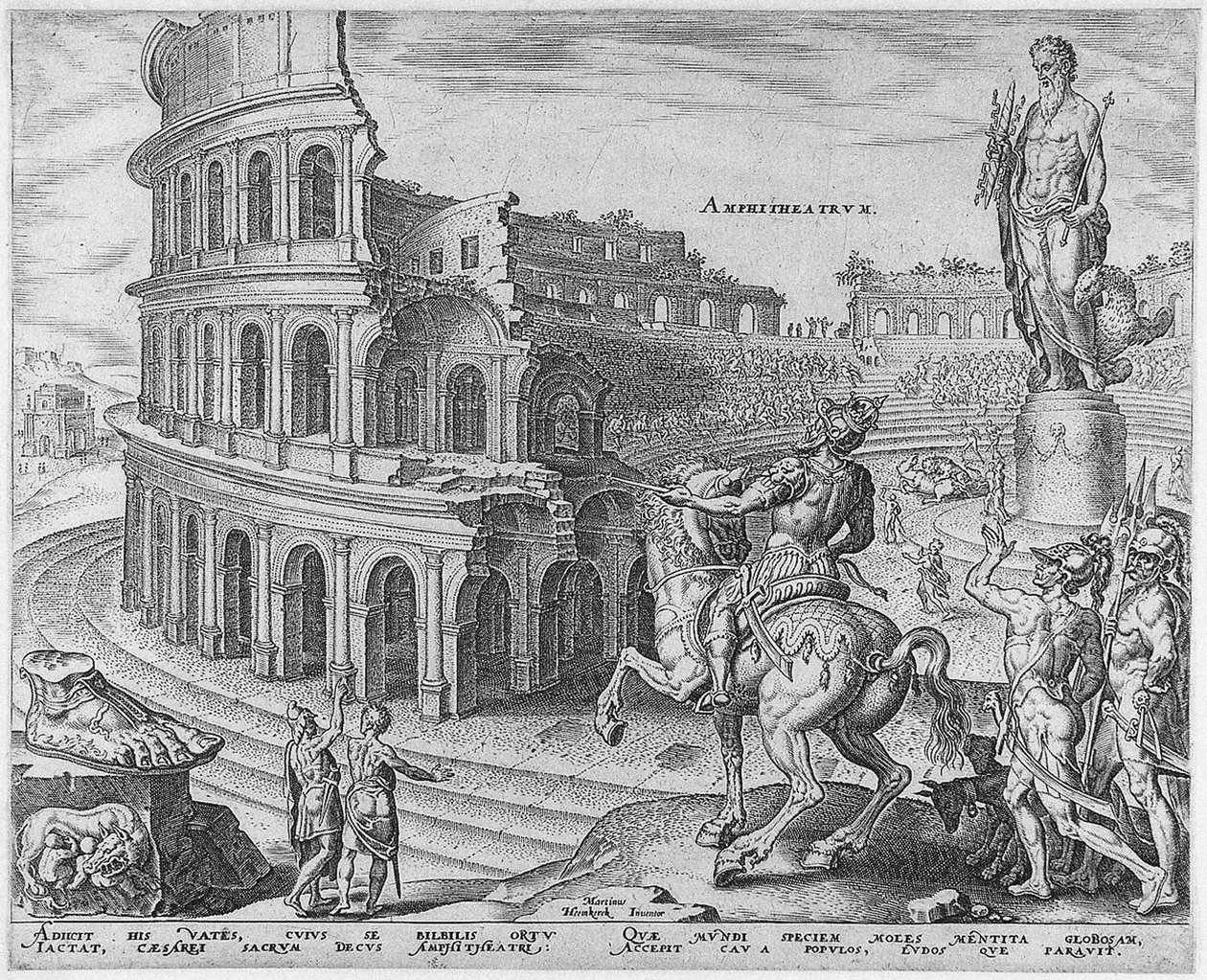 Das Kolosseum in Rom aus der Serie Die achten Wunder der Welt nach Maarten van Heemskerck, 1572 von Philipp Galle
