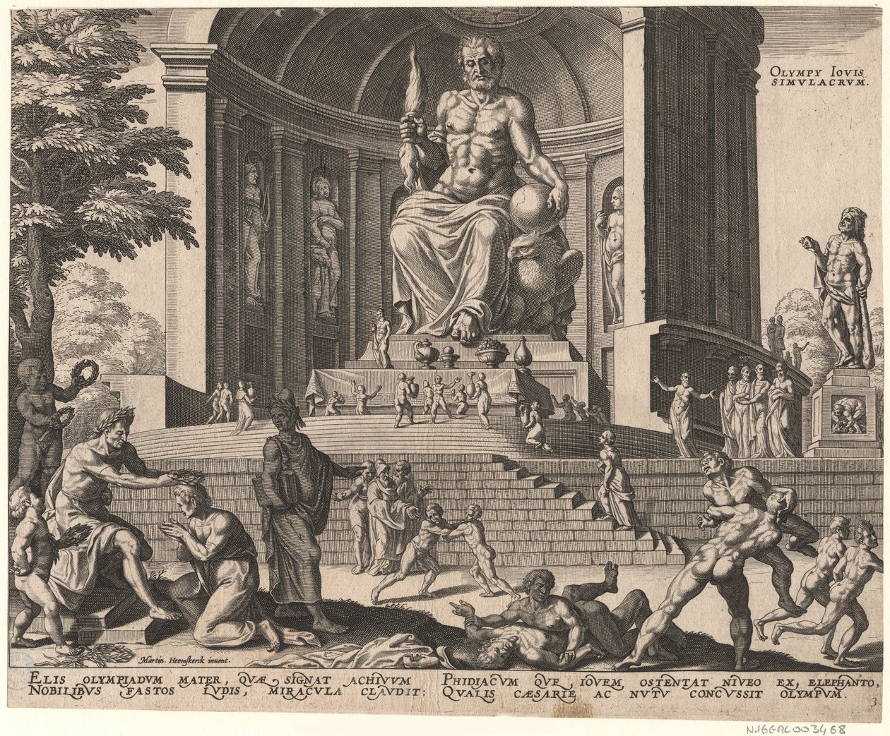 Die Statue des Jupiter in Olympia aus der Serie Die achten Wunder der Welt nach Maarten van Heemskerck, 1572 von Philipp Galle