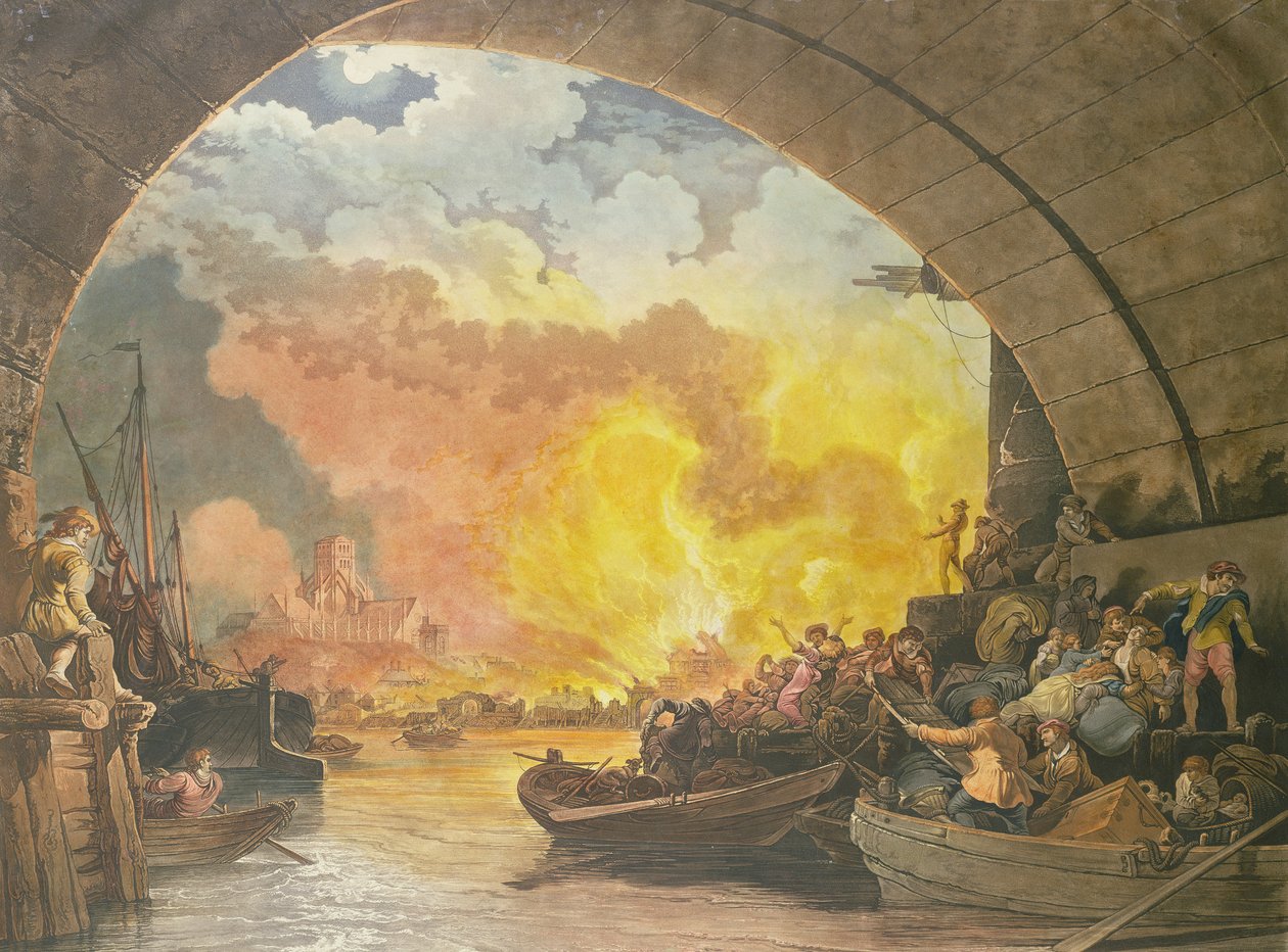 Der Große Brand von London, 1799 (aquatinta von J.C. Stadler) von Philippe Jacques de Loutherbourg