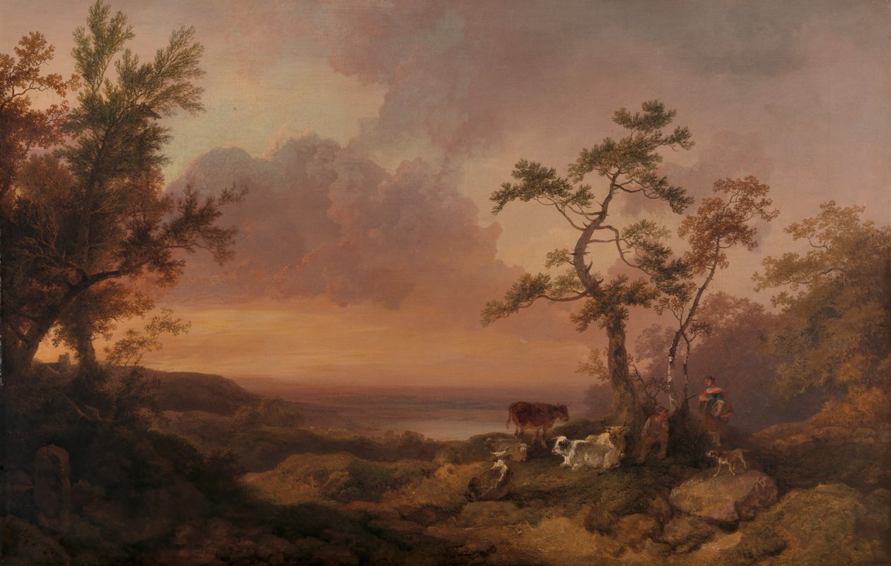 Landschaft mit Vieh und Bauer von Philippe-Jacques de Loutherbourg