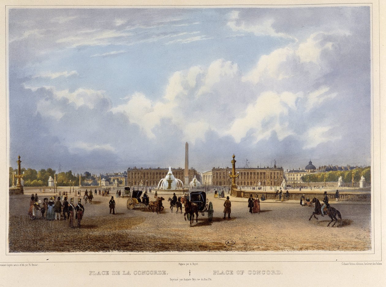 La Place de la Concorde (Obelisk) - in "Promenade dans Paris et ses environs", entworfen von Jacottet und Benoist, ca. 1840 von Philippe Benoist