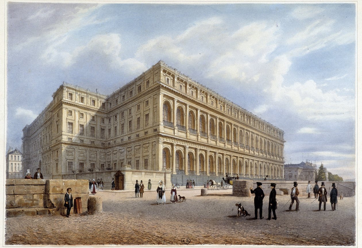 Ansicht des Orçay-Palastes (oder Orsay?) - in „Promenade dans Paris et ses environs“, entworfen von Jacottet und Benoist, ca. 1840 von Philippe Benoist