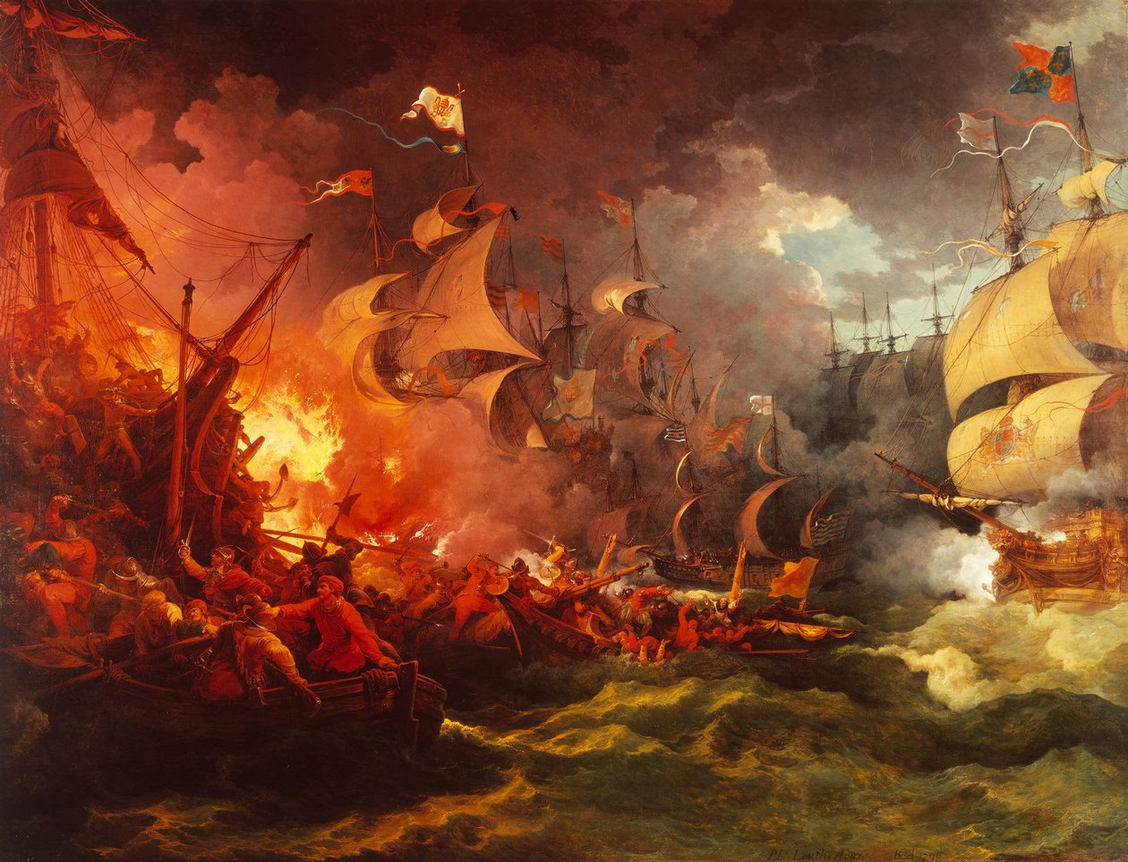 Niederlage der spanischen Armada, 8. August 1588 von Philippe Jacques de Loutherbourg