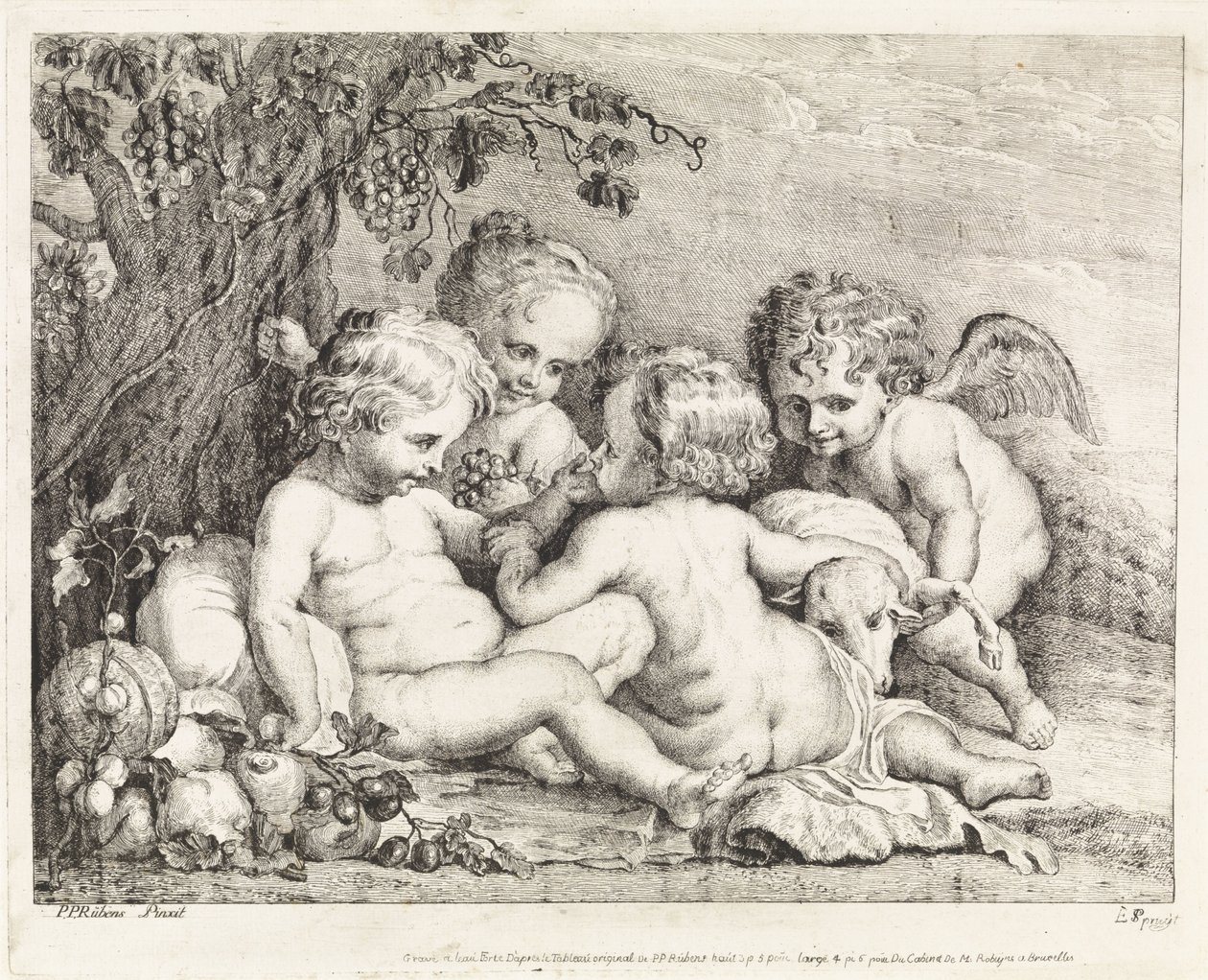 Christus, Johannes der Täufer und zwei Putti von Philippe Lambert Joseph Spruyt