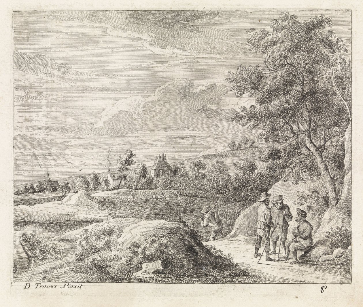 Landschaft mit vier Wanderern von Philippe Lambert Joseph Spruyt