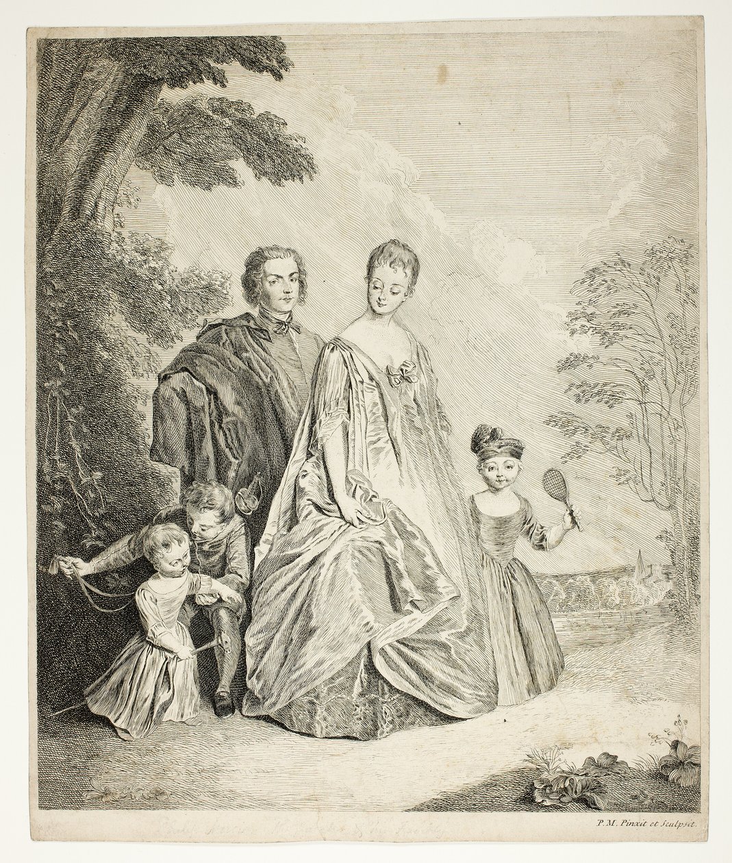 Die Familienpromenade, auch genannt Philippe Mercier, seine erste Frau und Familie von Philippe Mercier