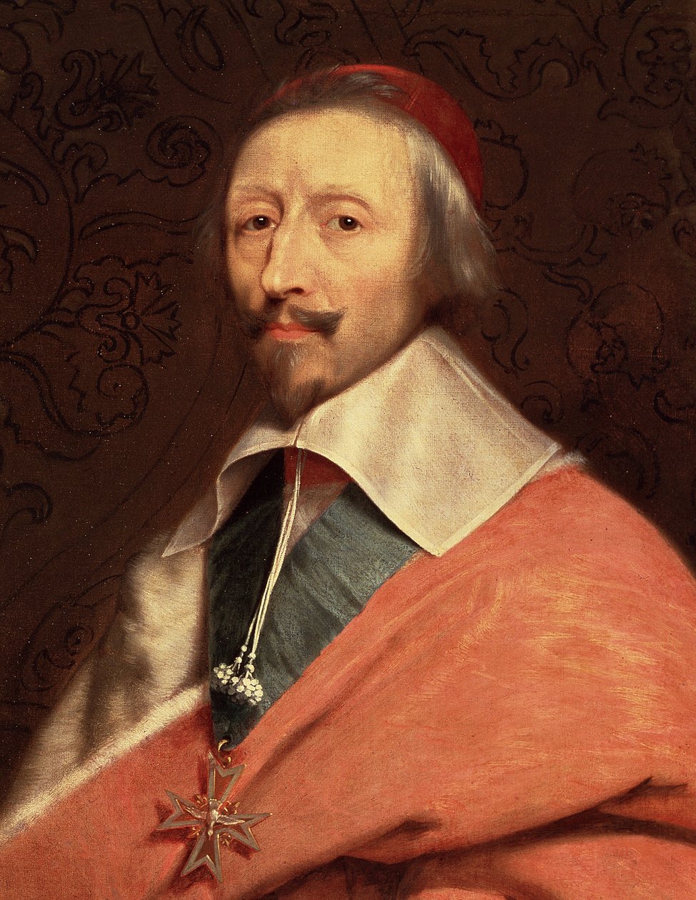 Porträt von Armand Jean du Plessis, Kardinal de Richelieu (Detail) von Philippe de (studio of) Champaigne