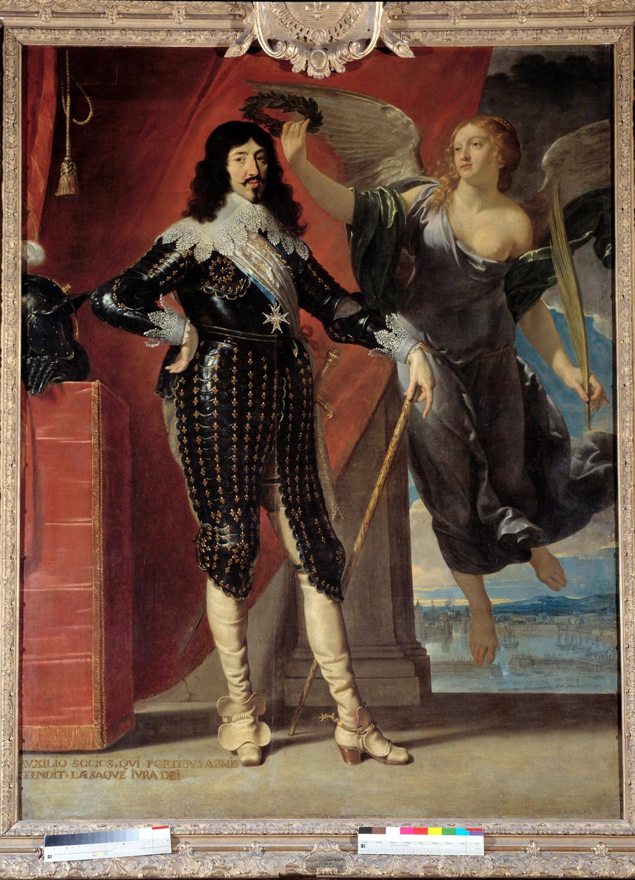 Ganzkörperporträt von Ludwig XIII. (1601-1643), gekrönt von Victory. Gemälde von Philippe de Champaigne (1602-1674) von Philippe de Champaigne