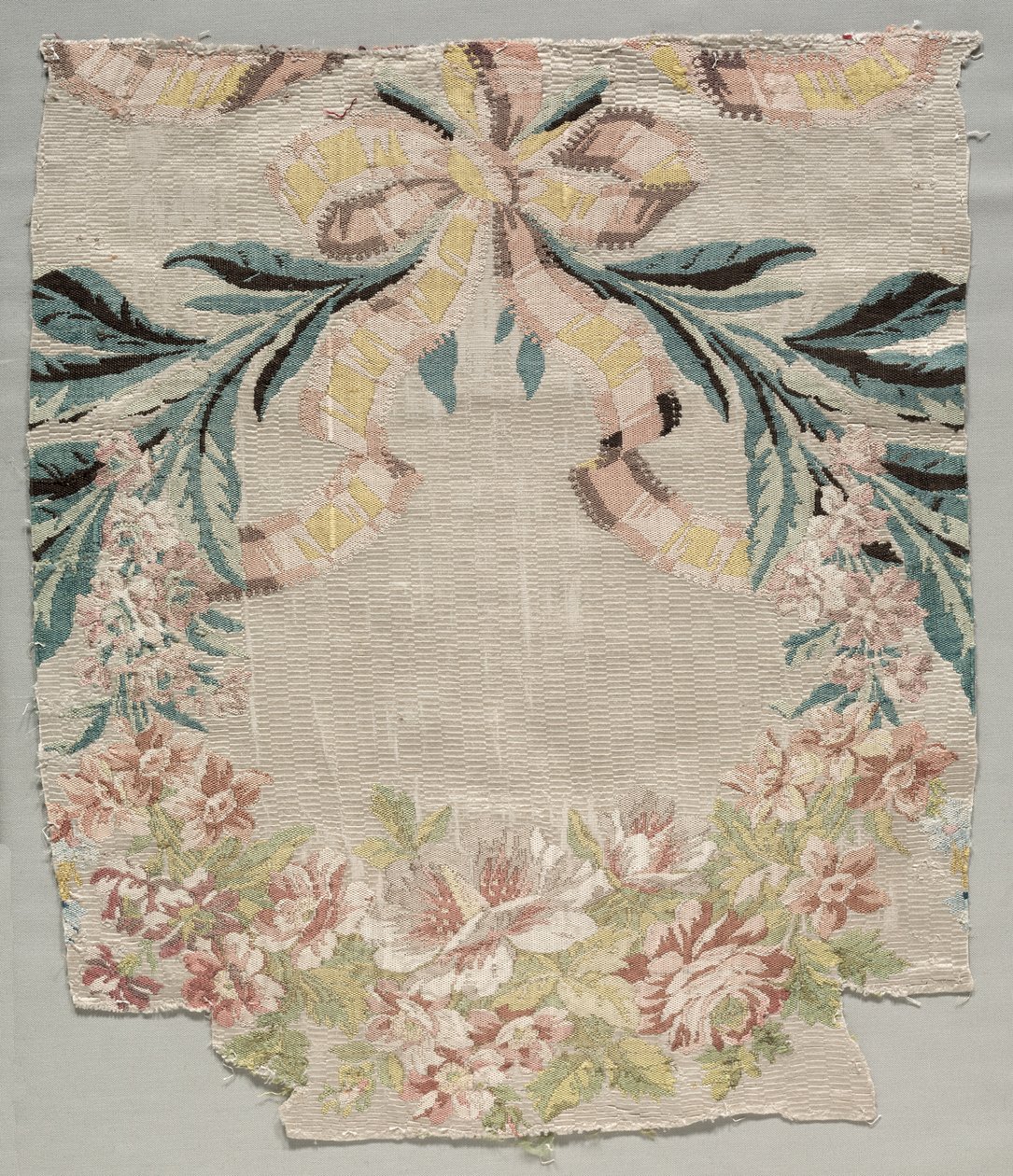 Seidenfragment, Teil des Panels genannt Le panier fleuri, 1770 von Philippe de Lasalle
