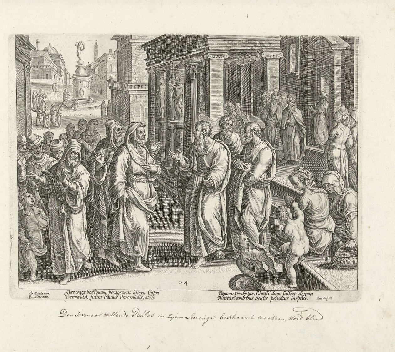 Paulus redet mit dem Zauberer Elymas von Philips Galle (possibly)