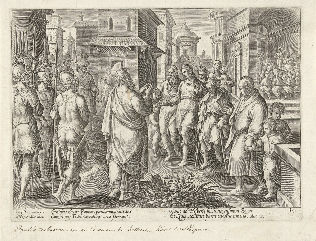 Paulus verkündet die Lehre Christi in Rom von Philips Galle (possibly)