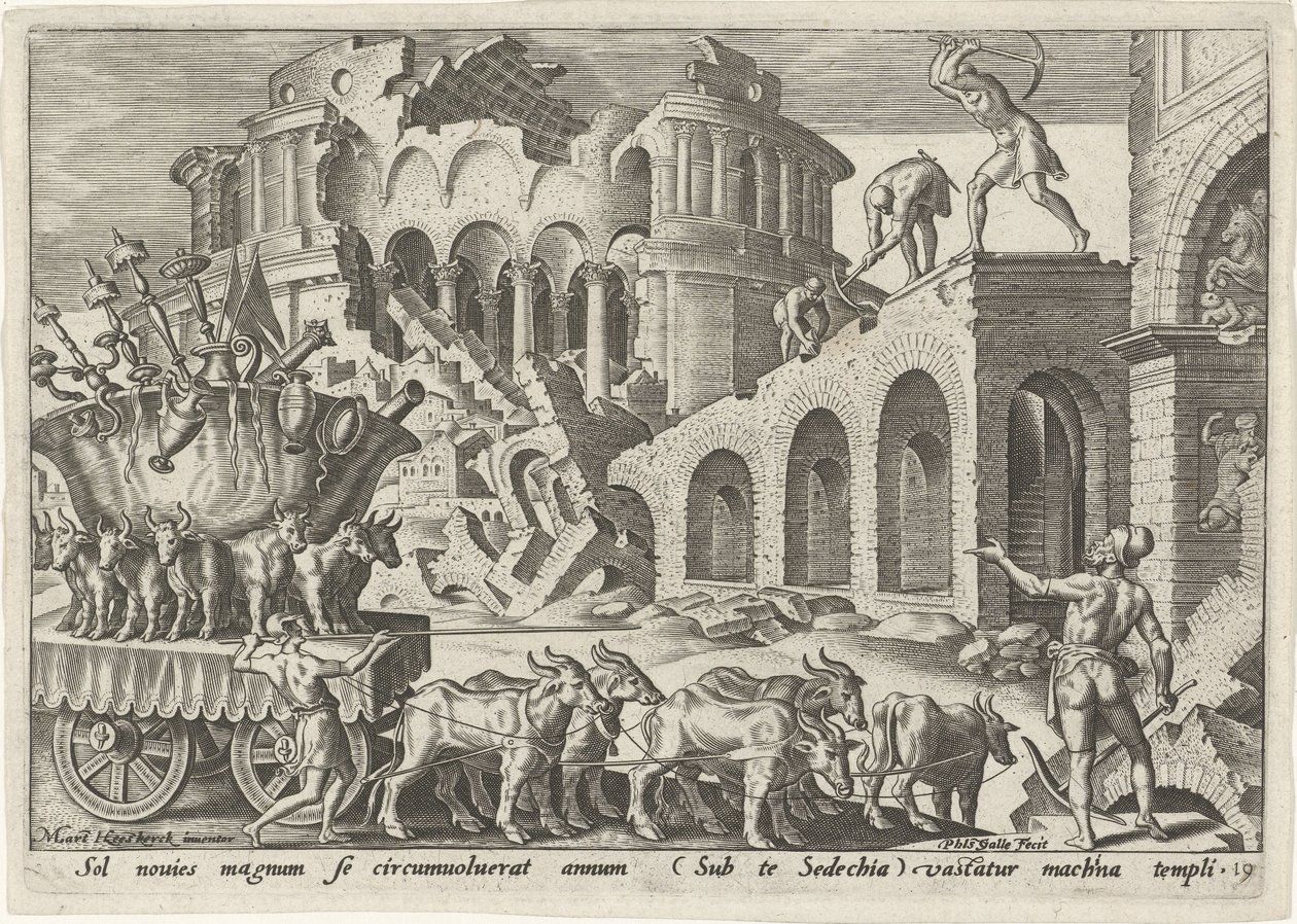 Die Chaldäer plündern den Tempel von Jerusalem Die Unglückstage des jüdischen Volkes (Serientitel) von Philips Galle