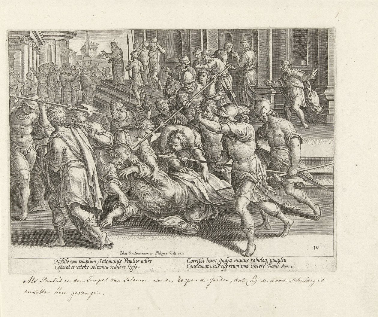 Gefangennahme des Paulus in Jerusalem von Philips Galle
