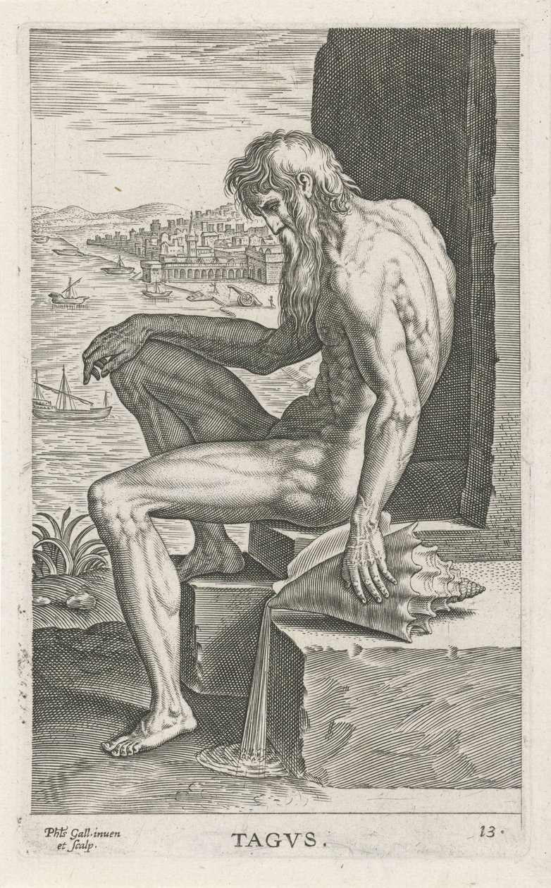 Flussgott Tagus (Tagvs) (Fluss- und Meeresgötter) von Philips Galle