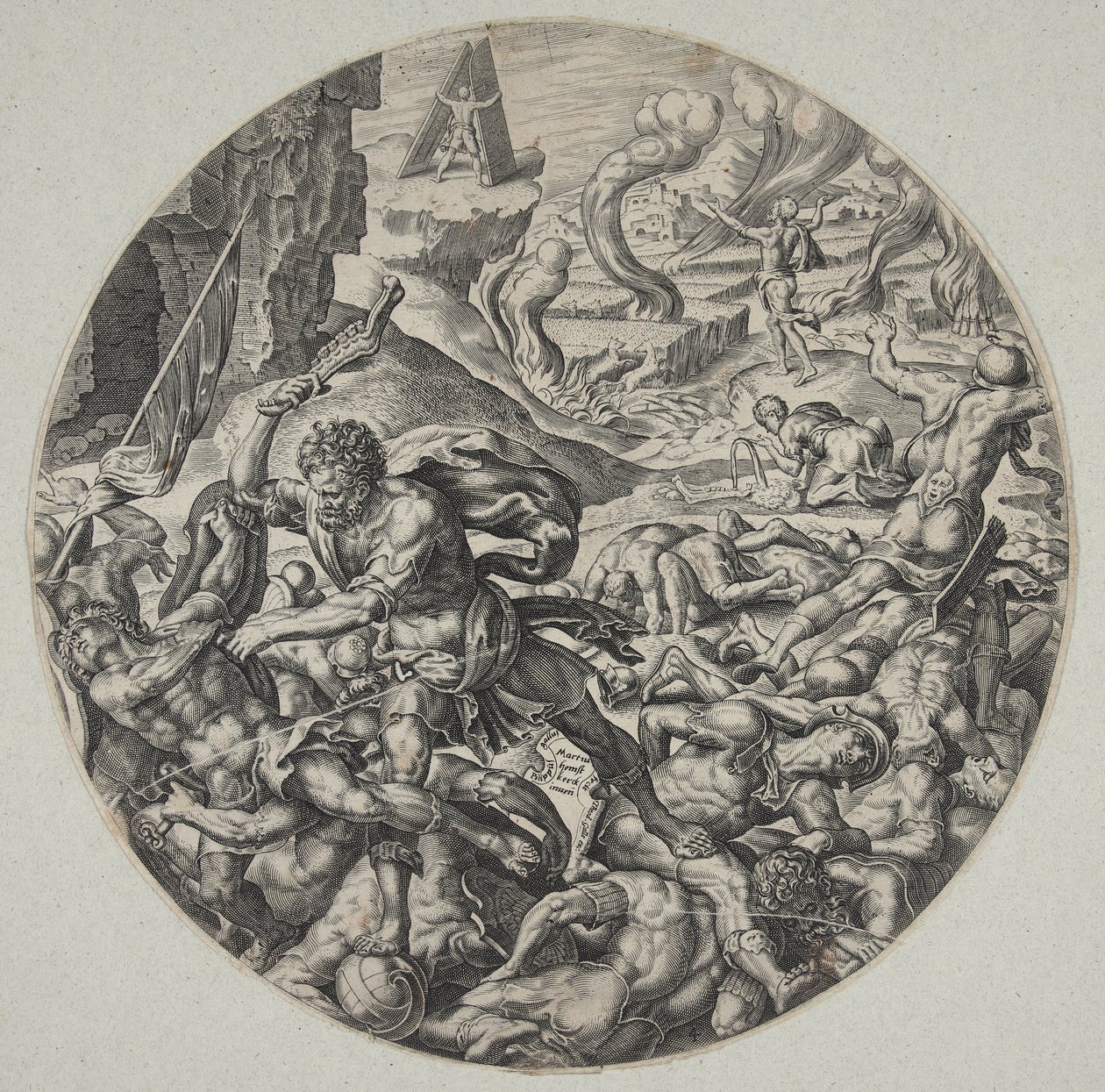 Samson erschlägt die Philister mit dem Kinnbacken eines Esels von Philips Galle