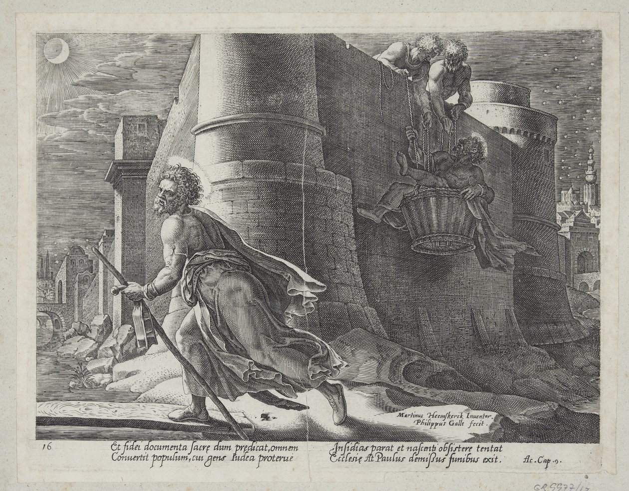 St. Paulus flieht aus Damaskus von Philips Galle