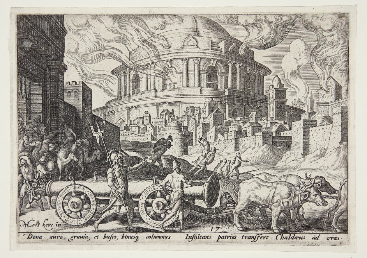Die Chaldäer tragen die Säulen des Tempels von Jerusalem weg von Philips Galle